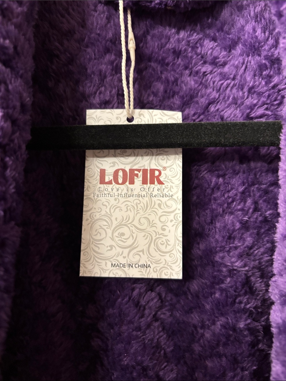 LOF Plush Soft Purple Robe with Hood - Picture 2 of 5